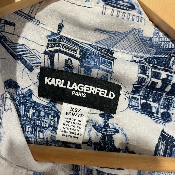 Karl Lagerfeld Graphic Blue and White Blouse - Picture 4 of 4